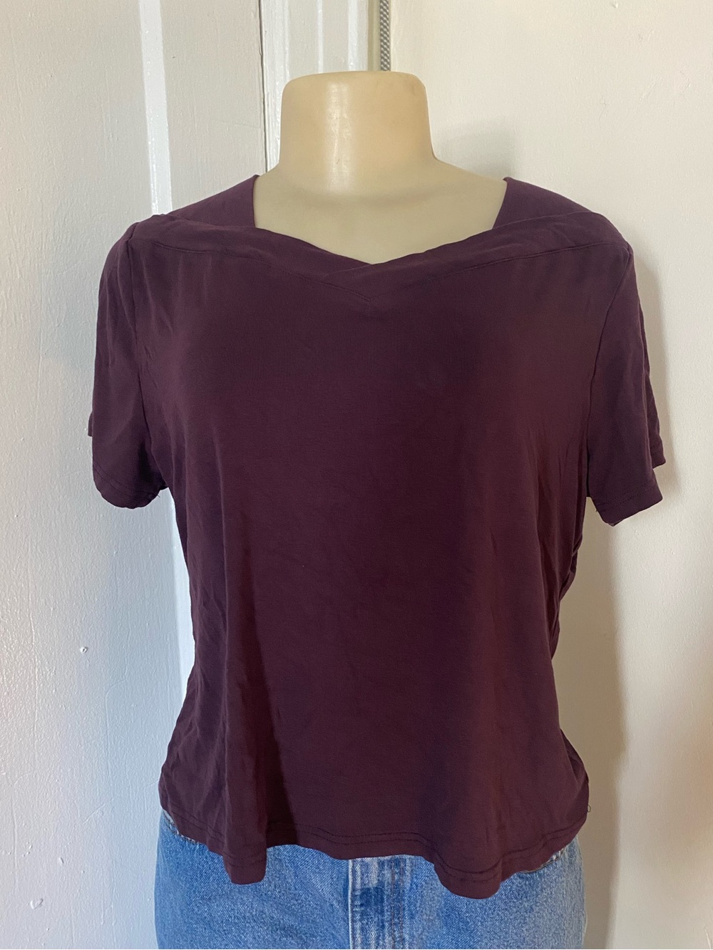 Burgundy V-neck blouse